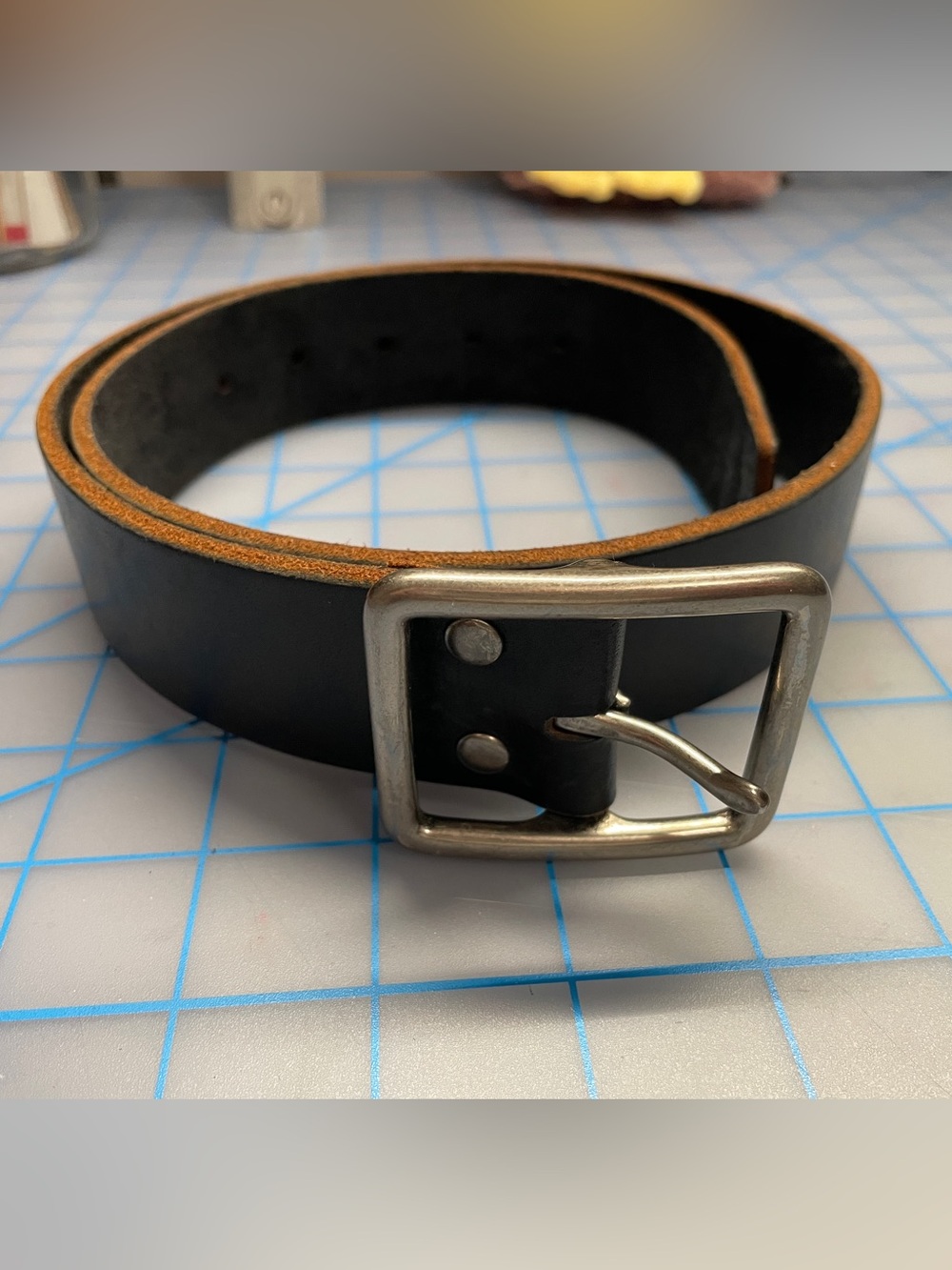 GAP Black Belt with Silver Buckle, Genuine Leather Size M, Dark Academia, 90s